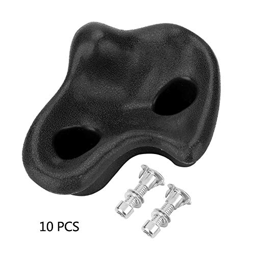 10Pcs Rock Climbing Stone Pig Nose Shape Climbing Holds Plastic Textured Climbing Gear Kit (Black)