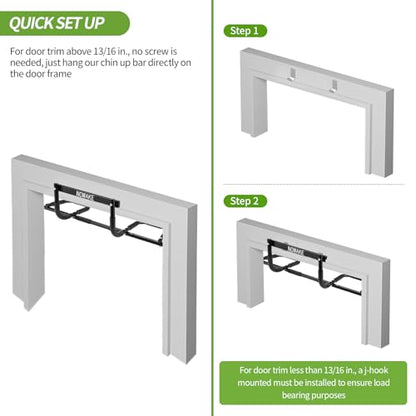 NOWAKE New Version Multi-Grip Pull up bar For Doorway,330lbs Heavy Duty 47.3 Inch Extra Width Portable Functional Ergonomic Design Door Frame Pull Up Bar With USA Patent For Home Gym Exercise