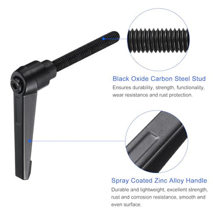 uxcell 4pcs Clamping Lever Handles, M8 x 60mm Black Oxide Carbon Steel Threaded Male Stud, Adjustable Handles Locking Quick Release Ratchet Push Button Bolt Knobs, Black - size: M8 x 60mm