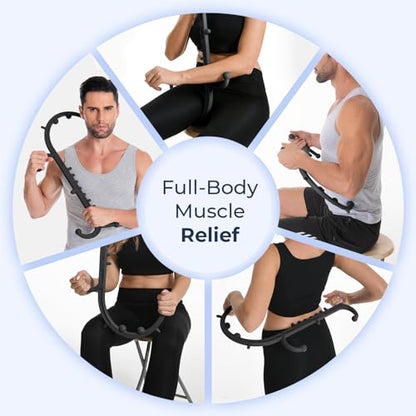 Ranarose Deep Tissue Back & Neck Massager - Back Massager Stick for Pain Relief, Muscle Knot Remover, Trigger Point Massage Tool for Full Body, Shoulders, Legs - Pressure Point Massage Tool (Black) - color: Black