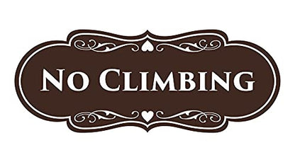 Signs ByLITA Designer No Climbing (Dark Brown) - Small - color: Dark Brown, size: 2 x 5" - Small (1 Pack)