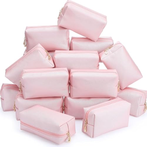 Kigeli Aesthetic Makeup Bags PU Leather Cosmetic Pouches Waterproof Plain Toiletry Bags Makeup Pouches Bulk for Women Party Gift Travel Storage Organizer(Rose Gold,7.1 x 2.8 x 4.3 in) - color: Rose Gold, size: 7.1 x 2.8 x 4.3 in