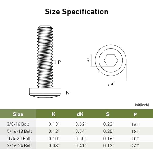 5/16-18 x 3/4" Bolt, 30PCS Flat Head Hex Socket Cap Screws Bolts, 304 Stainless Steel 18-8, Fully Threaded, Black Zinc Finish, with Hex Spanner - color: Black, size: 5/16-18 x 3/4