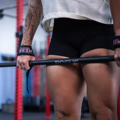 Lifting Wrist Straps – 23" Length x 1.5" Width – Padded Neoprene Cotton Straps for Weightlifting, Powerlifting, Functional Training, Strength Training & Deadlifts – Heavy Duty Grip Support - color: Black/Pink