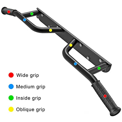 SELEWARE Heavy Duty Welded Pull Up Bar Wall/Joist/Ceiling Mount Chin Up Bar | Multifunctional Pull-up Bars w/Resistance Band Hooks for Home Gym Strength Training, Sturdy Steel Construction Support 500 lb - color: C1: Black Wall Mount Pull Up Bar