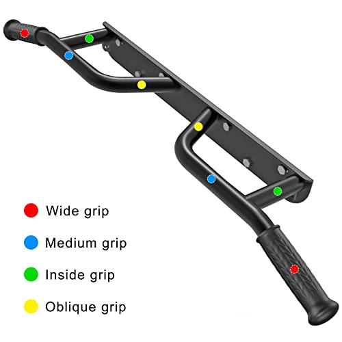 SELEWARE Heavy Duty Welded Pull Up Bar Wall/Joist/Ceiling Mount Chin Up Bar | Multifunctional Pull-up Bars w/Resistance Band Hooks for Home Gym Strength Training, Sturdy Steel Construction Support 500 lb - color: C1: Black Wall Mount Pull Up Bar