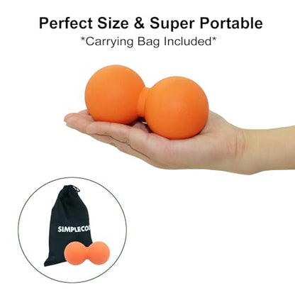 Hard Peanut Massage Ball, Double Lacrosse Massage Ball. Deep Tissue Massager Mobility Roller for Physical Therapy Myofascial Release Trigger Point Muscle Relax Pain Relief Acupressure (Orange) | Mobility Massager Tool for Deep Tissue Physical Therapy Myof