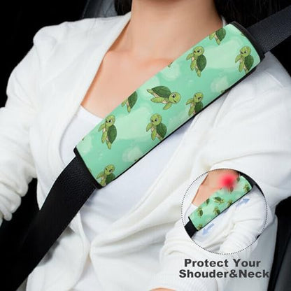 2 Pack Cute Sea Turtles Green Seat Belt Cover Universal Fit Shoulder Protector for Adults and Children, Most Cars, Comfortable Driving - color: Pattern 825