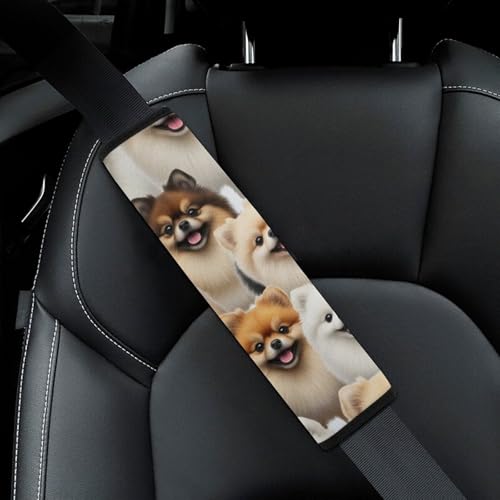 2PCS Pomeranian Dog Car Seat Belt Pad Universal Soft and Comfortable Harness Pads Strap for Kids, Car Seats Pushchair Strollers High Chair Pushchair - color: Pattern 754