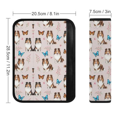 Soft Padded Car Seat Belt Pad for Child, Most Cars, 2 Piece Butterflies Pet Dog Puppy Shetland Sheepdog Seat Belt Cushion Comfortable Driving - color: Pattern 858