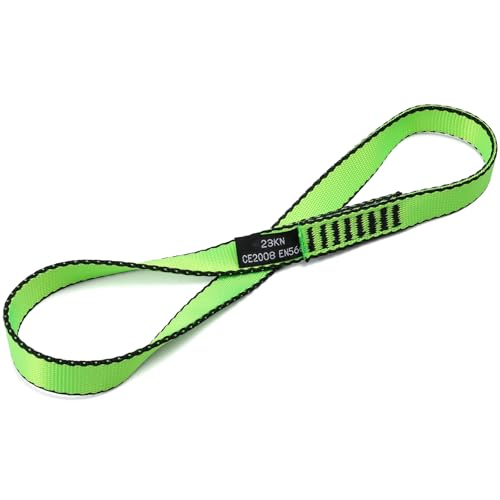 18mm Nylon Climbing Sling Runner 23KN-CE2008 EN566 Certified Webbing Straps | Climbing Sling for Rock Climbing, Rappelling, Arborist Tree Work, Hammock Rigging, Yoga Swing & Outdoor Safety Gear - color: Green-1pcs, size: 30cm