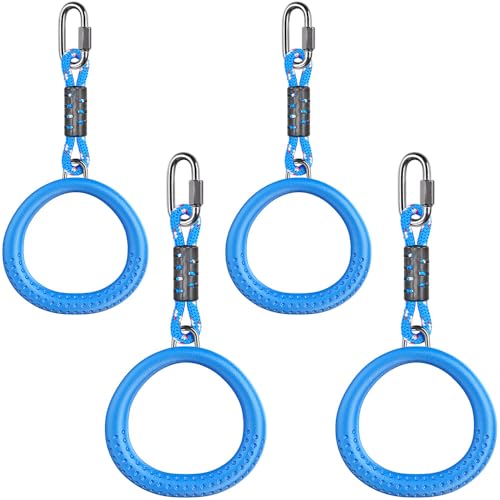 Dolibest 2 Pack of Ninja Gymnastic Rings,Monkey Ring Outdoor Backyard Ninja Accessories Set,Swing Bar Rings Obstacle Course for Training Equipment for Teens,1000LB Capacity - color: 4pack Blue Fitness Ring With 11.5"rope