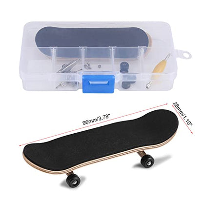 Ejoyous Finger Skateboard, 1Pcs Maple Wooden Alloy Fingerboard Skate Kit with Box Professional Mini Skateboards Reduce Pressure Kids Gifts (Black) - color: Black