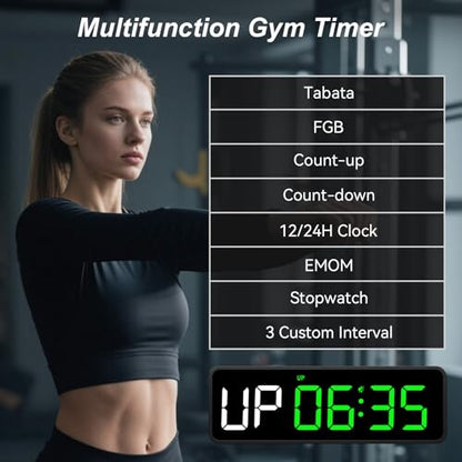 Portable Gym Timer Clock: Fitness Digital Clock with Strong Magnet | Remote Control for Fitness Enthusiasts - Powerful Battery for Home Gym Garage Boxing Crossfit - color: Green+black