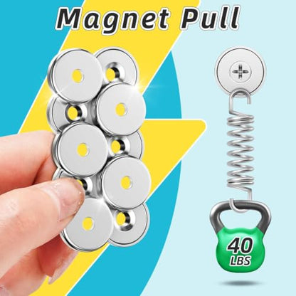 VNDUEEY Magnets with Holes, Strong Rare Earth Magnets, 16 Pack 40LBS Neodymium Cup Magnet with Stainless Screws for Wall Mounting, Round Base Disc Magnet for for Kitchen, Office, Workplace, DIY Craft - size: 16 Pack 40LBS
