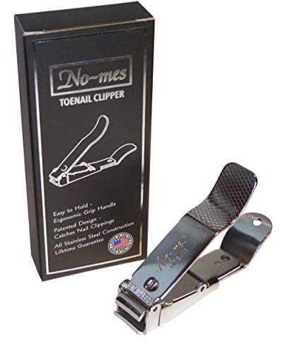 No-mes Toenail Clipper, Made in USA, Catches Clippings, Patented Ergonomic Grip, Built-in Nail File