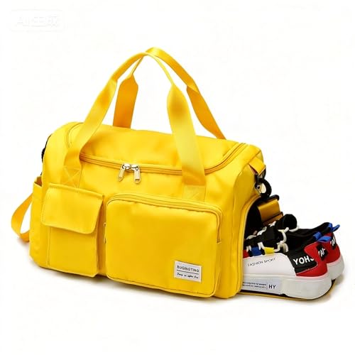 Small Gym Bag for Women, Travel Duffle Bag Carry On Weekender Bag with Shoe Compartment - color: 08#Yellow, style: Gym Bag&toiletry Bag