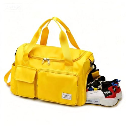 Small Gym Bag for Women, Travel Duffle Bag Carry On Weekender Bag with Shoe Compartment - color: 08#Yellow, style: Gym Bag&toiletry Bag