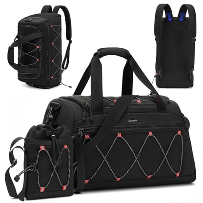 Gym Backpack for Women - 40L Duffel Bag with Shoe Compartment, Travel Weekender, Personal Item, Workout Tote Black