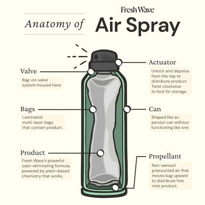 Fresh Wave Original Air Freshener Spray, 8 oz, 2-Pack Room Odor Eliminator | Non-aerosol fine mist, Plant oil formula, Paraben- and phthalate-free, Bathroom and pet area safe, Fabric and furniture use - size: 8 Ounce (Pack of 2)