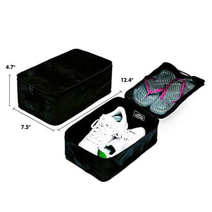 Travel Shoe Bags, Foldable Waterproof Shoe Pouches Organizer-Double Layer (4 Black Shoe Bags) - color: Black, size: 4 Packs