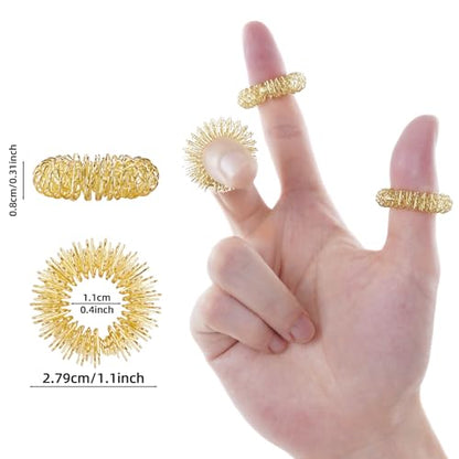 cotsoco 2-in-1 Finger Massager Roller for Pain Relief, Stress, Arthritis & Circulation, Dual-Sided Therapy Tool for Carpal Tunnel with 5 Pcs Acupressure Massage Rings, for Hands, Palm & Wrist, Grey