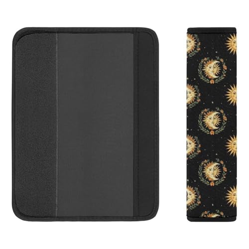 1 Pair Black Sun Moon Pattern Car Seat Straps Shoulder Pads Soft Padded Harness Pads Strap for Adult Use, Stroller Pushchair High Chair, Comfortable Driving - color: Pattern 1143