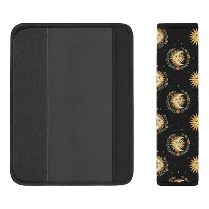 1 Pair Black Sun Moon Pattern Car Seat Straps Shoulder Pads Soft Padded Harness Pads Strap for Adult Use, Stroller Pushchair High Chair, Comfortable Driving - color: Pattern 1143