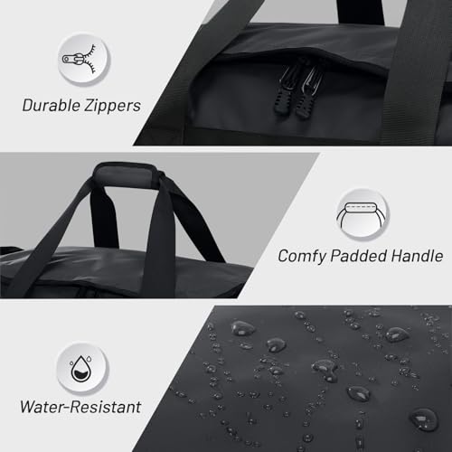 MIER Men's 60L Gym Duffle Bag Large Weekender Travel Duffel Backpack, Black | Spacious Shoe Compartment; Convertible Duffel with Back Pack Straps; Heavy-Duty & Water-Resistant; Traveling Overnight Gear - color: Black