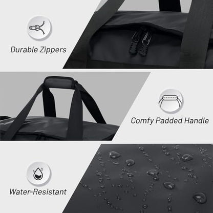 MIER Men's 60L Gym Duffle Bag Large Weekender Travel Duffel Backpack, Black | Spacious Shoe Compartment; Convertible Duffel with Back Pack Straps; Heavy-Duty & Water-Resistant; Traveling Overnight Gear - color: Black