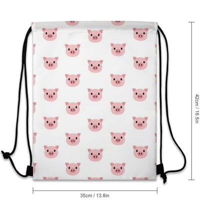 Gym Drawstring Bag Sports Sackpack Waterproof String Backpack with Shoe Compartment for Hiking Swimming Training, Funny Pink Pig Face Bags - color: Picture (28)