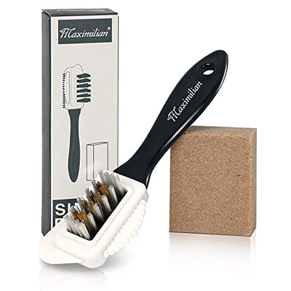 MAXIMILIAN Shoe Cleaner Kit 2 Pcs Suede Brush and Eraser 3-in-1 Copper Wire Shoe Brush Soft Rubber Bristles Suede brush for Shoes Boots Sneaker Birkenstock