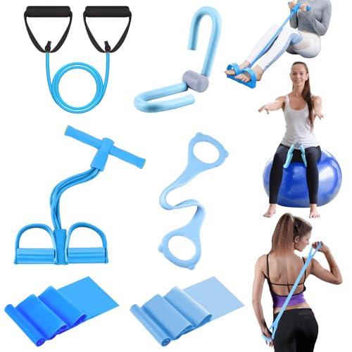 Women Fitness Exercise Equipment Trainer Set Pedal Resistance Band | Leg Arm Thigh Resistance Bands, Women Fitness Workout Equipment, Pedal Resistance Band with Handle, Yoga Pilates Body Fitness - color: Blue