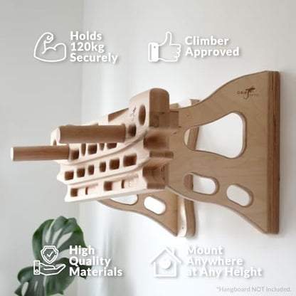 Wall Mount for Hangboards - Wall Mounting Hangboard Holder - Compatible with Standard Climbing Fingerboards - 120kg Load Capacity - Waveline Wood - style: Waveline Wood