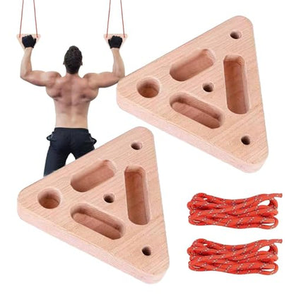 Hangboard Rock Climbing Triangular Wooden Hand Grip Strengthener with | Hangboard Doorway Mount for Home Playroom Garage Basement Apartment Gym Dorm Studio