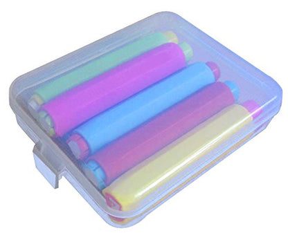 5xLunies Chalk Holder with Storage Hard Case - Blackboard Adjustable Clip Set for Teachers Kids School Office Drawing Board 3.7"x0.6" 5 Bright Color NOT Included Chalk