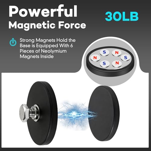 DIYMAG Rubber Coated Mounting Magnets 1/4in 30lbs 12pcs | Anti-Scratch Rubber Shell, Magnet Base, Magnetic Holding Force, for Camera, PTZ, Light Bar, mirror, License Plate Mounting - size: 1/4in Female-30LB-1.69in