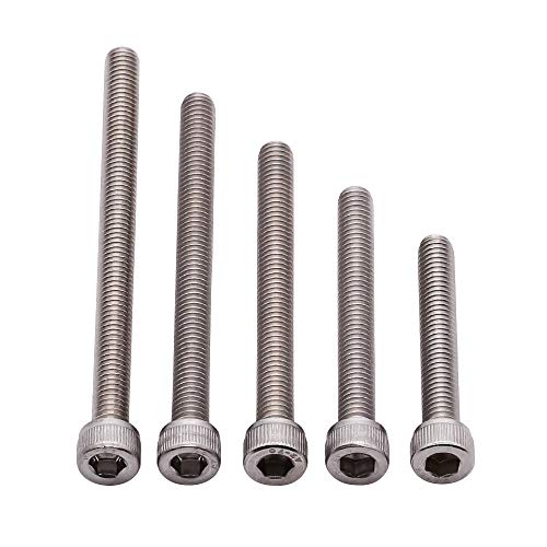 30 PCS M6 x 40mm, 45mm, 50mm, 55mm, 60mm Stainless Steel Socket Head Cap Screws with Free Hex Wrench, Hex Drive Metric Threaded Socket Screws Assortment, 304 Stainless Steel 18-8, Full Thread - size: M6 x 40, 45, 50, 55, 60mm