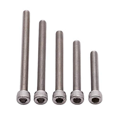 30 PCS M6 x 40mm, 45mm, 50mm, 55mm, 60mm Stainless Steel Socket Head Cap Screws with Free Hex Wrench, Hex Drive Metric Threaded Socket Screws Assortment, 304 Stainless Steel 18-8, Full Thread - size: M6 x 40, 45, 50, 55, 60mm