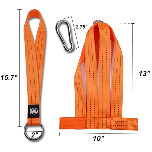 J Bryant Fitness Dumbbell Loading Strap for Dip Belt Weight Plate Loading Strap Heavy Duty Weight Belt Accessories - color: Orange Set