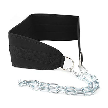 SUNGOOYUE Sport Dip Belt Polyester and Steel Chain Weighted Training Belt 92cm X 16.5cm Double Support for Pull Ups Chin Ups Dips Strength Training for Men and Women