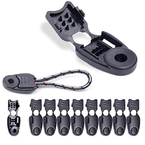 50 Pack Zipper Pull Cord Ends Zipcords Stopper Paracord Parachute Clips Elastic Shoe Lace End Lock Bungee Shock Rope Drawstrings Cord Clip Lock Replacement Plastic Black - color: Black X 50