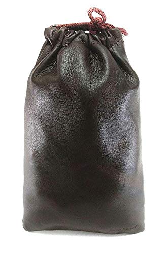 Multiple use Lambskin Leather Pouch with Drawstrings: (22 cm X 26 cm) - color: Brown