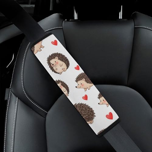 1 Pair Universal Soft and Comfortable Seat Belt Shoulder Pad for Kids, Stroller Pushchair High Chair, Cute Hedgehog Pink Hearts Shoulder Protector, Anti-Slip Pad - color: Pattern 648