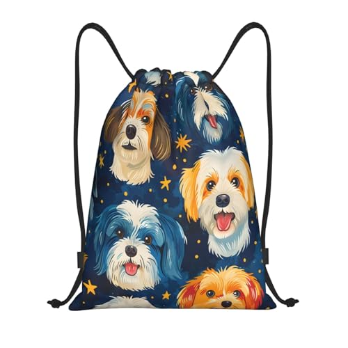 Drawstring Sports Backpacks - Lightweight Swim Gym Bags for Women Men String Sackpack for Beach Travel Yoga(Small, Dogs) - color: Dogs, size: Small