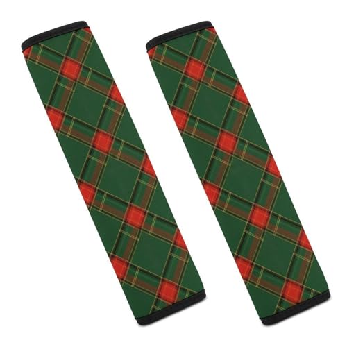 Soft Padded Seat Belt Cover for Girls and Boys, Stroller Pushchair High Chair, 2 Piece Buffalo Plaid Checkered Red Green Shoulder Protector Anti-Slip Pad - color: Pattern 1264