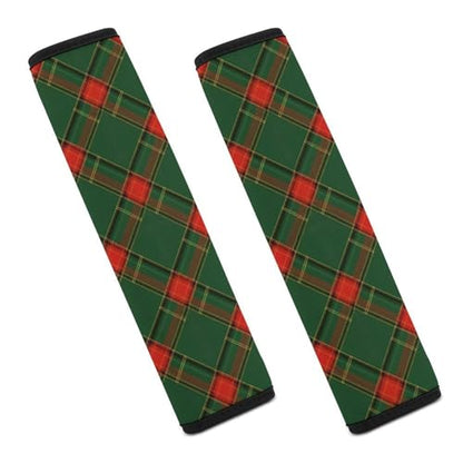 Soft Padded Seat Belt Cover for Girls and Boys, Stroller Pushchair High Chair, 2 Piece Buffalo Plaid Checkered Red Green Shoulder Protector Anti-Slip Pad - color: Pattern 1264