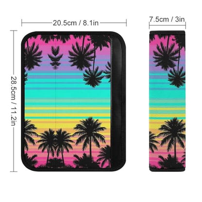 Universal Fit Hawaiian Tropical Island Botanical Branches Palm Tree Print Car Seat Belt Pad for Elderly Support, Stroller Pushchair High Chair, 1 Pair Shoulder Harness Cover Neck And Shoulder Support - color: Pattern 52