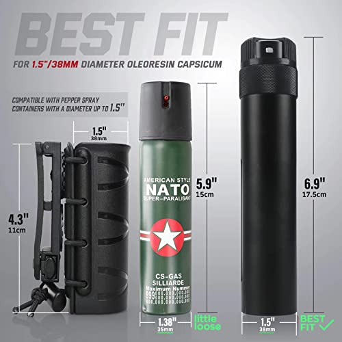 LIVANS OC Spray Holster for Duty Belt, Pepper Spray Holder Police Duty Tactical Pepper Spray Holsters with Elastic Rope Tightened OC Holster for MK3 MK4 or 1.4"-1.5" Diameter Canister | Police Duty Tactical Pepper Spray Holsters with Elastic Rope Tightene