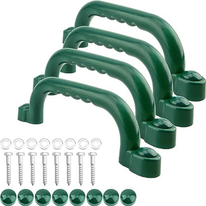 4 Pieces Kids Playground Safety Handles Playground Grab Handle Bars Playground Accessories Equipment for Kids Outdoor Playset Backyard Playhouse Tree House Jungle Gym (Green) - color: Green